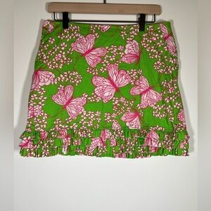 VTG Y2K Lilly Pulitzer Karlo skirt in grasshopper dream weaver sz6 preppy ruffle